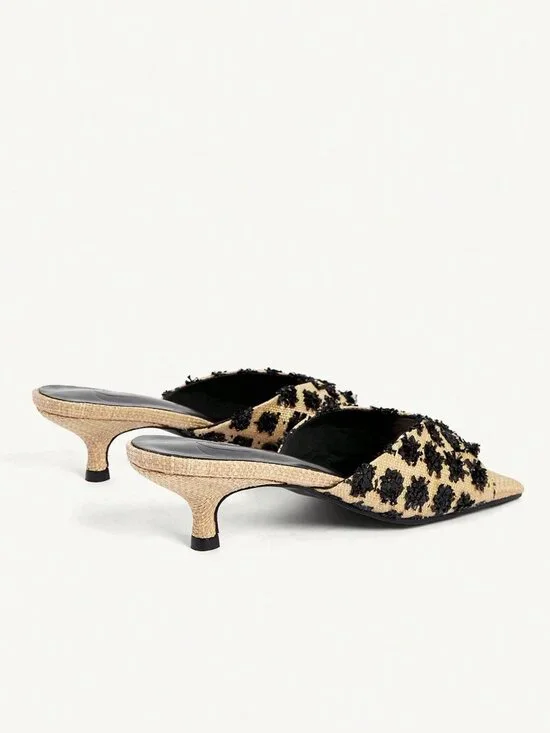 Apricot Elegant Women's & Square Toe Stiletto Heel Casual Slip-On Mules - Picture 10 of 10